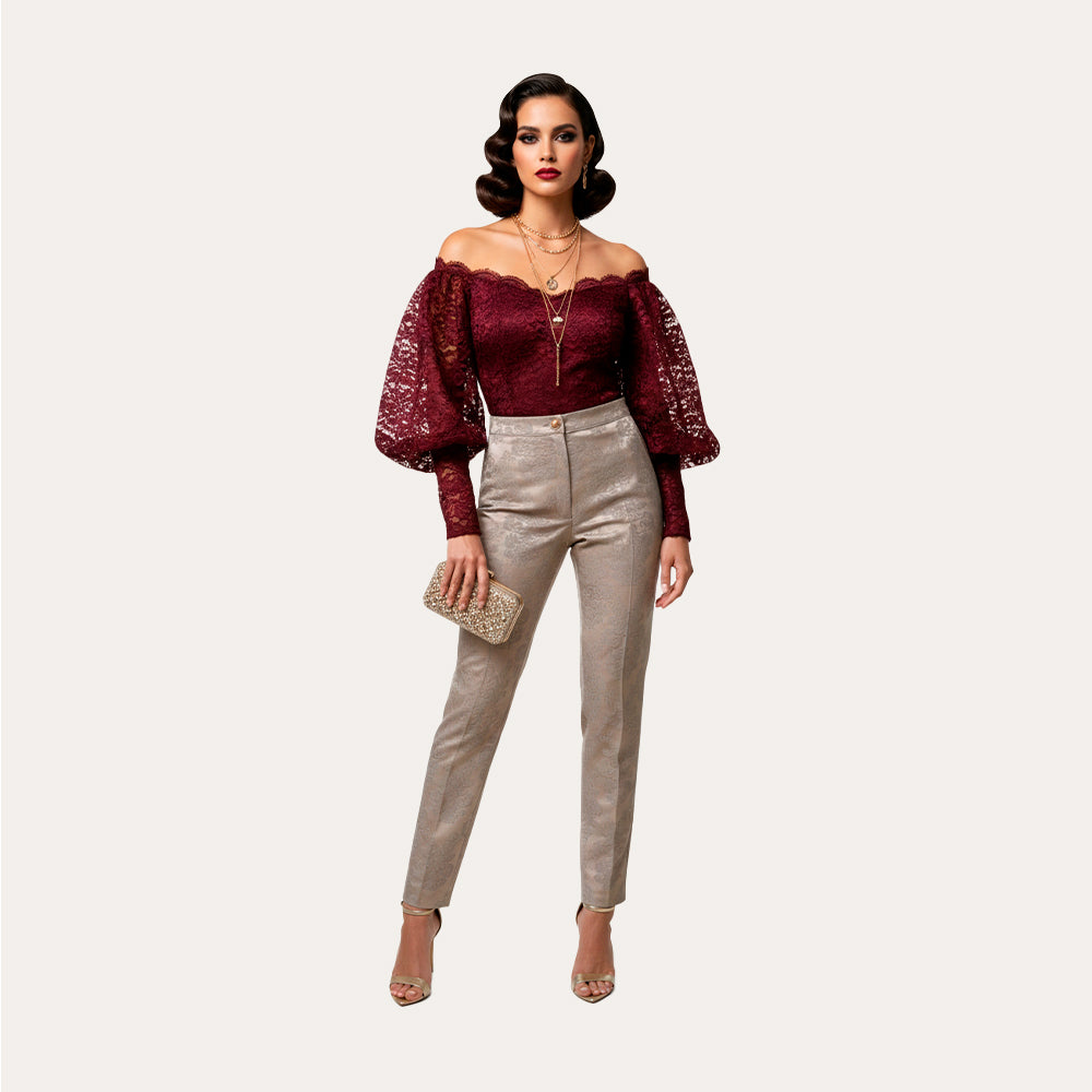 Pantalón Brocado Golden Sand