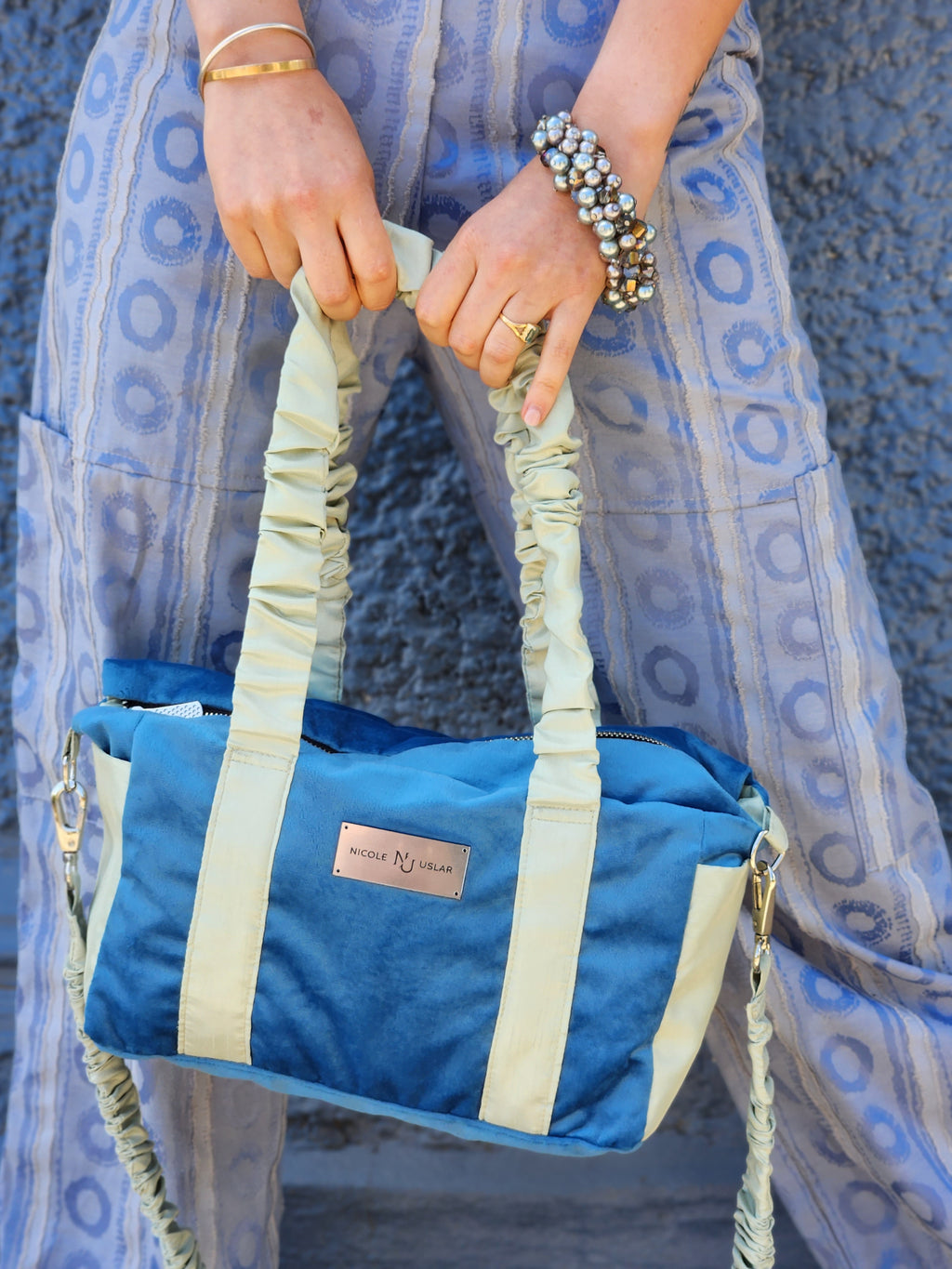 Bolso Alice Azulado/Verde menta - M