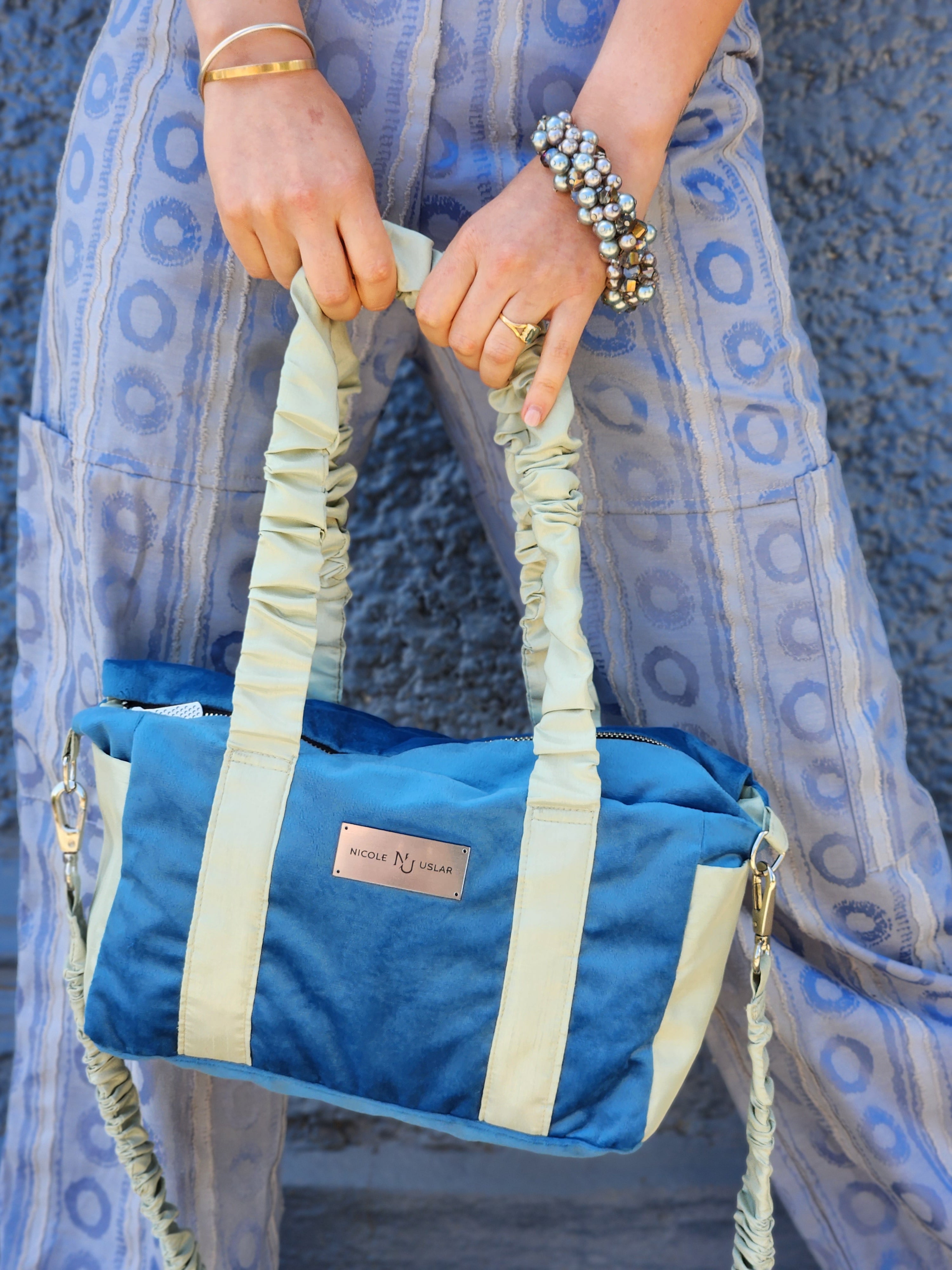 Bolso Alice Azulado/Verde menta - M