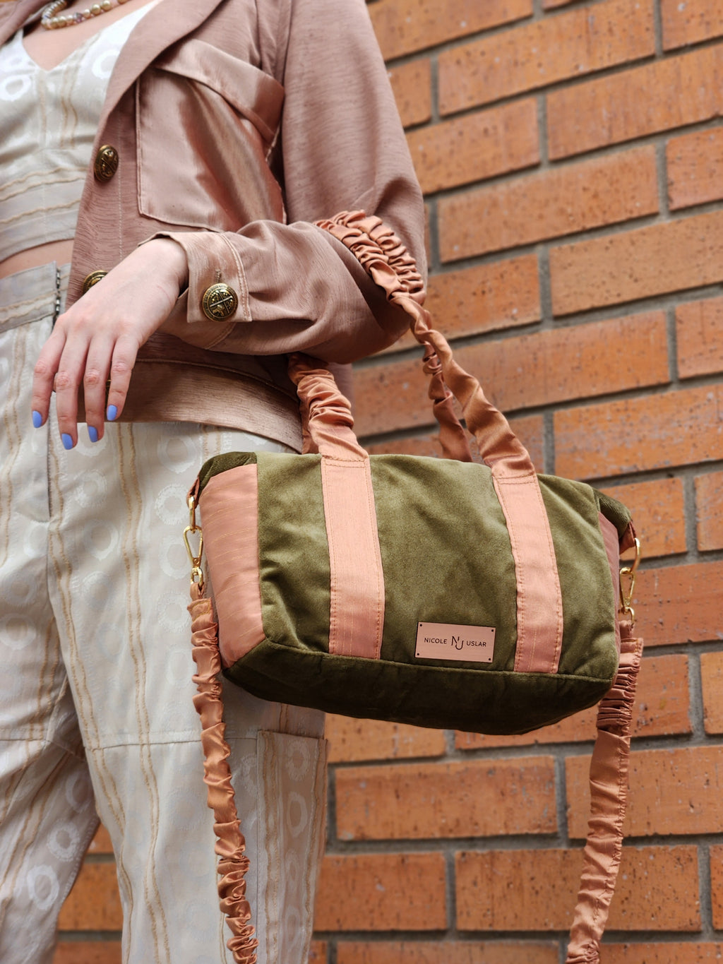 Bolso Alice Verde Musgo/Cobre - M