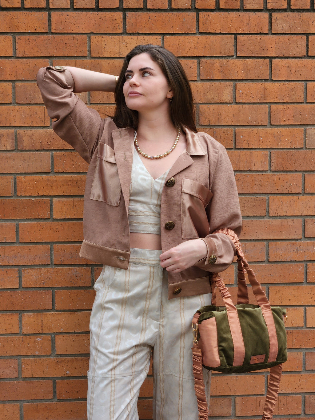 Bolso Alice Verde Musgo/Cobre - M