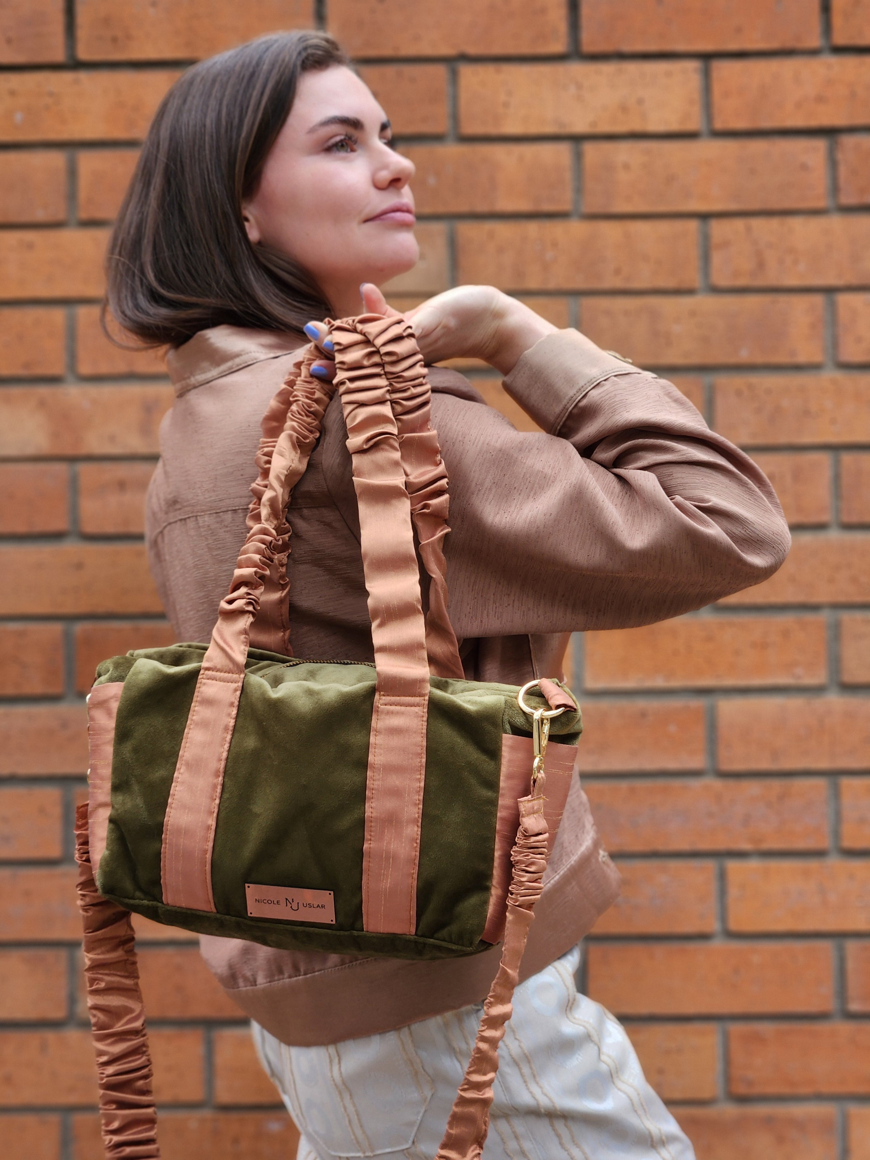 Bolso Alice Verde Musgo/Cobre - M