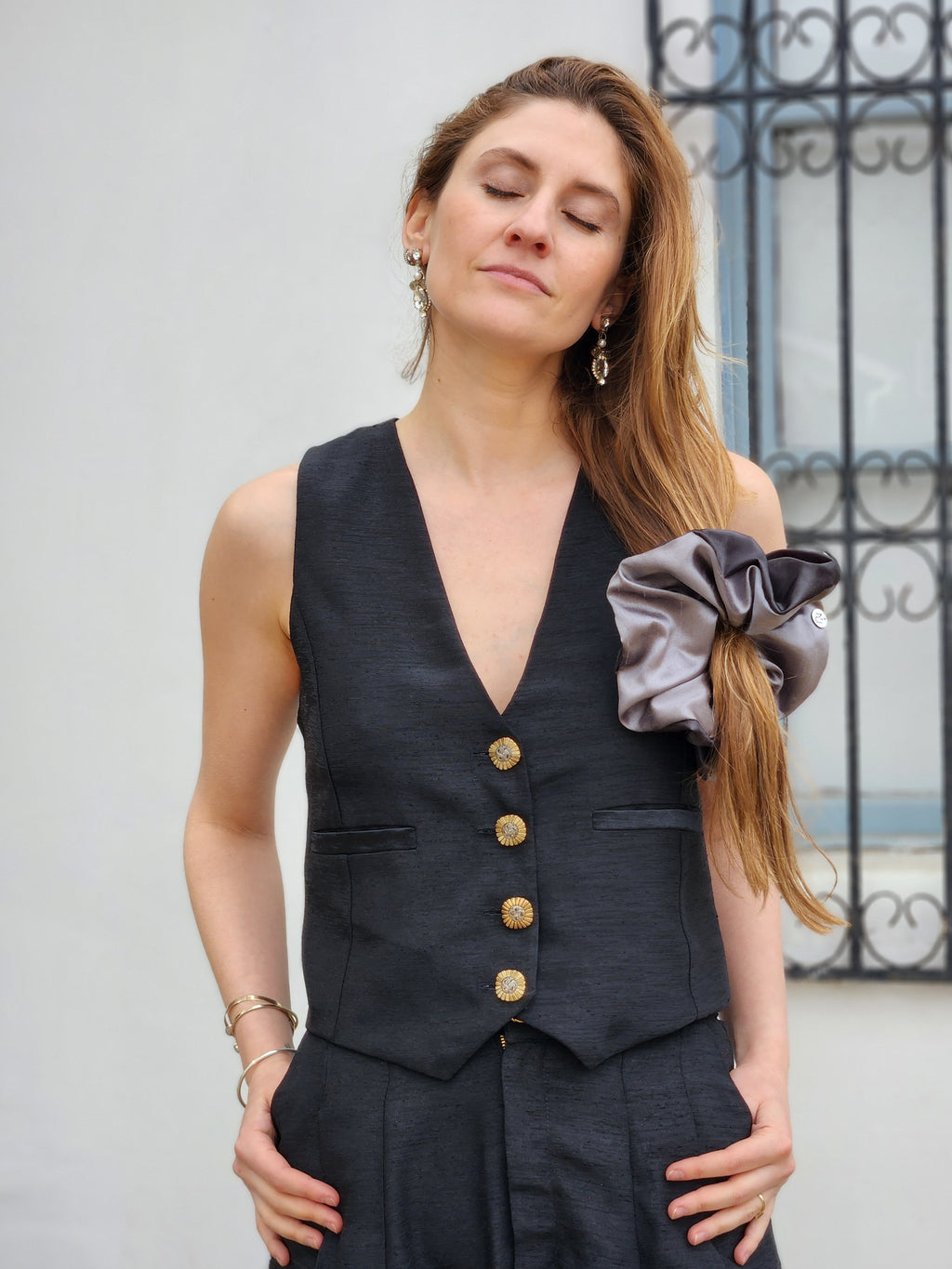 Scrunchie Paula Plateado