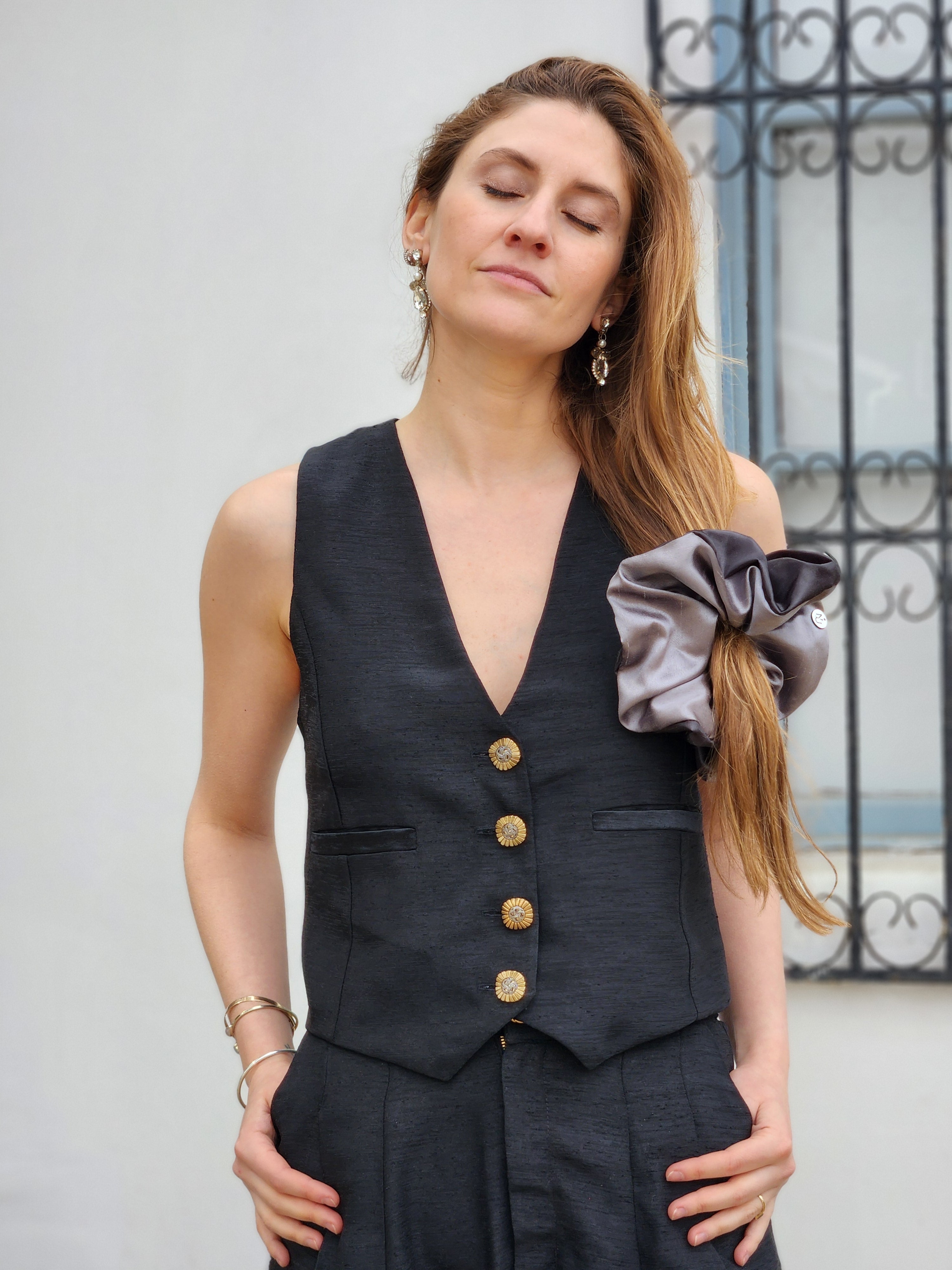Scrunchie Paula Plateado