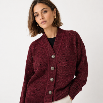 Cárdigan Alpaca Cherry Silver
