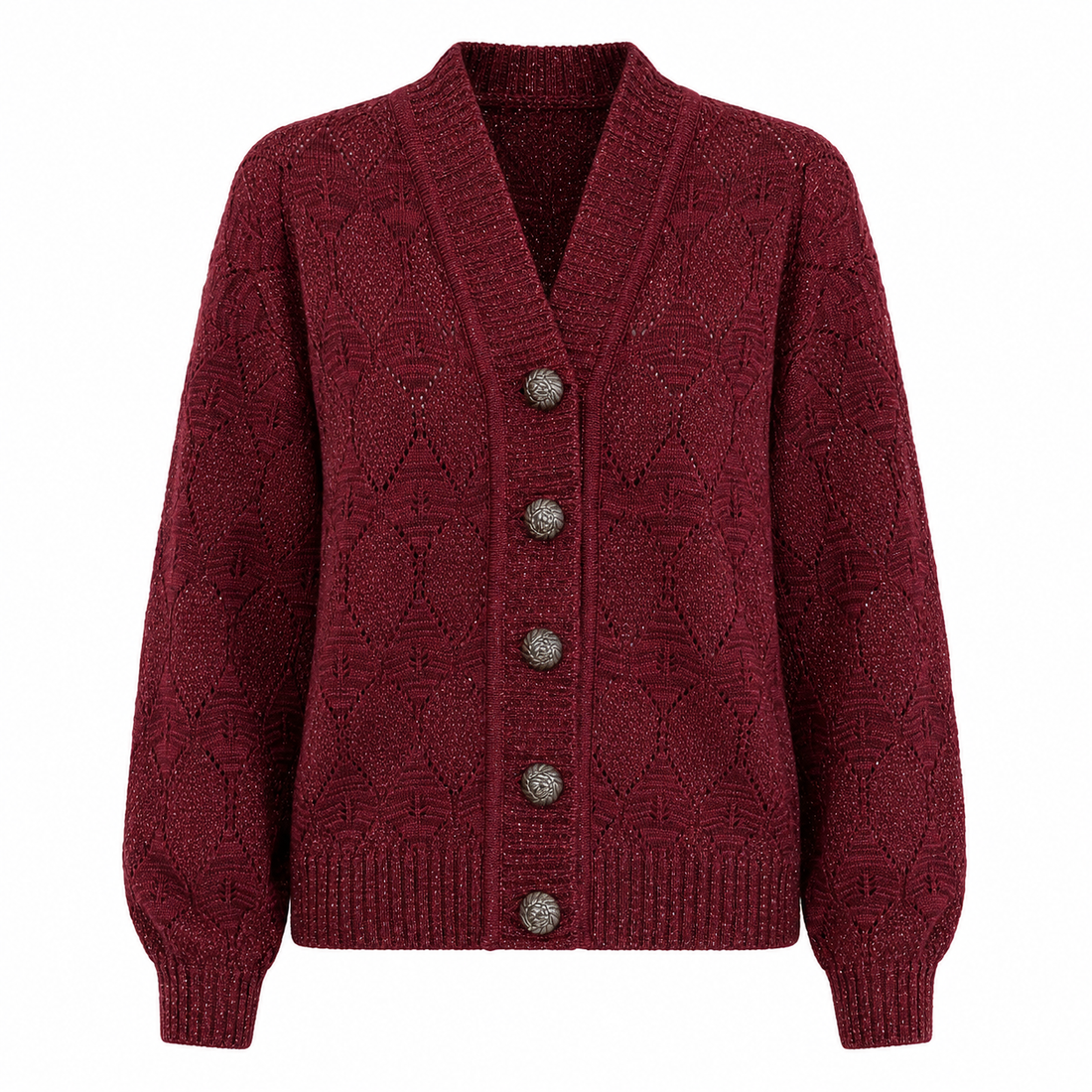 Cárdigan Alpaca Cherry Silver