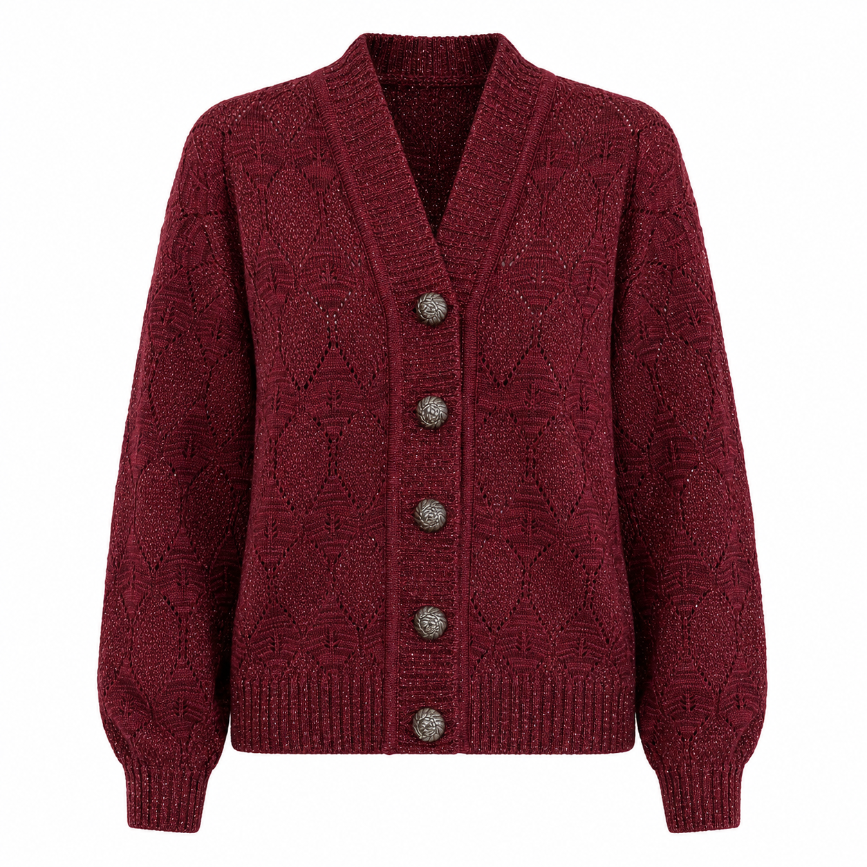Cárdigan Alpaca Cherry Silver