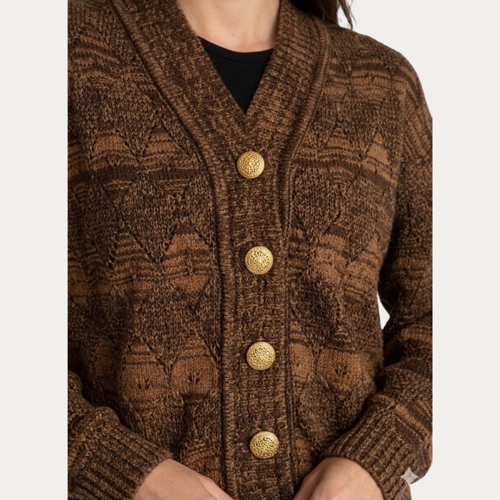 Cárdigan Alpaca Coffee Silver