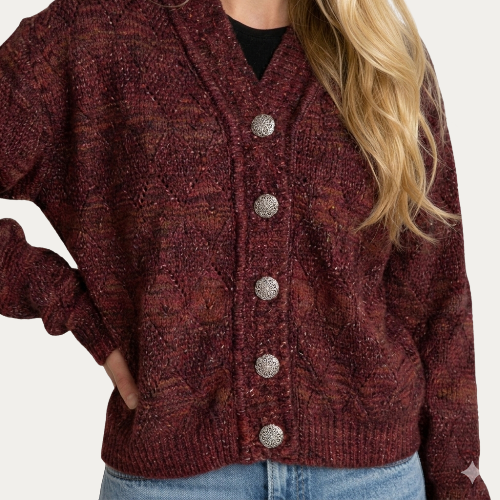 Cárdigan Alpaca Cherry Silver
