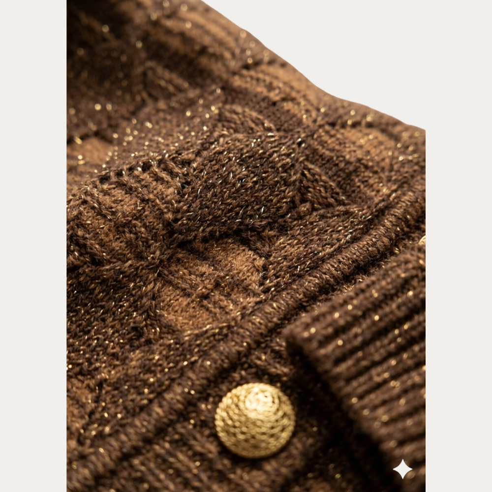 Cárdigan Alpaca Coffee Silver