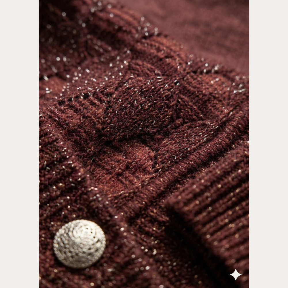 Cárdigan Alpaca Cherry Silver