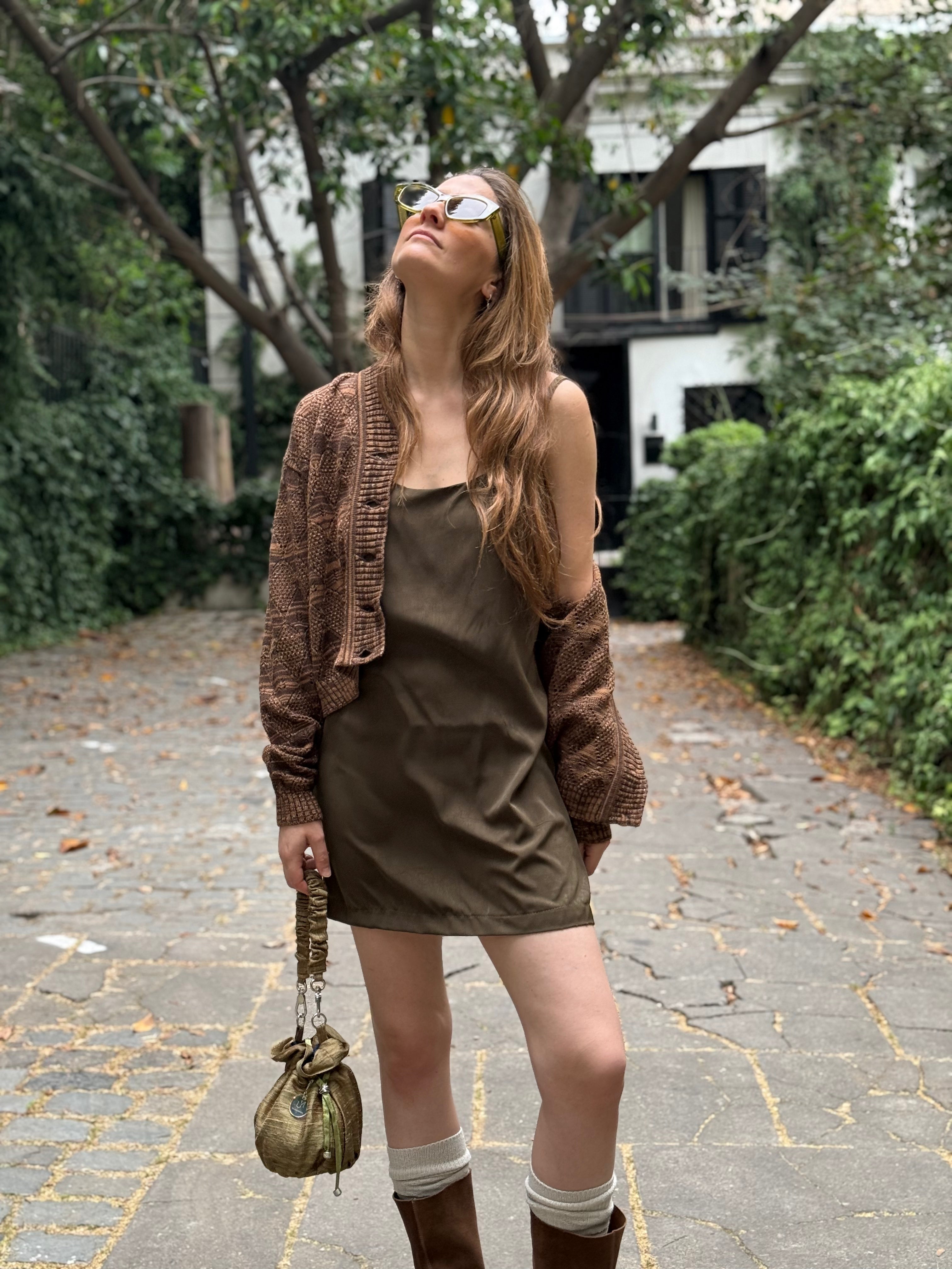 Cárdigan Alpaca Coffee Silver