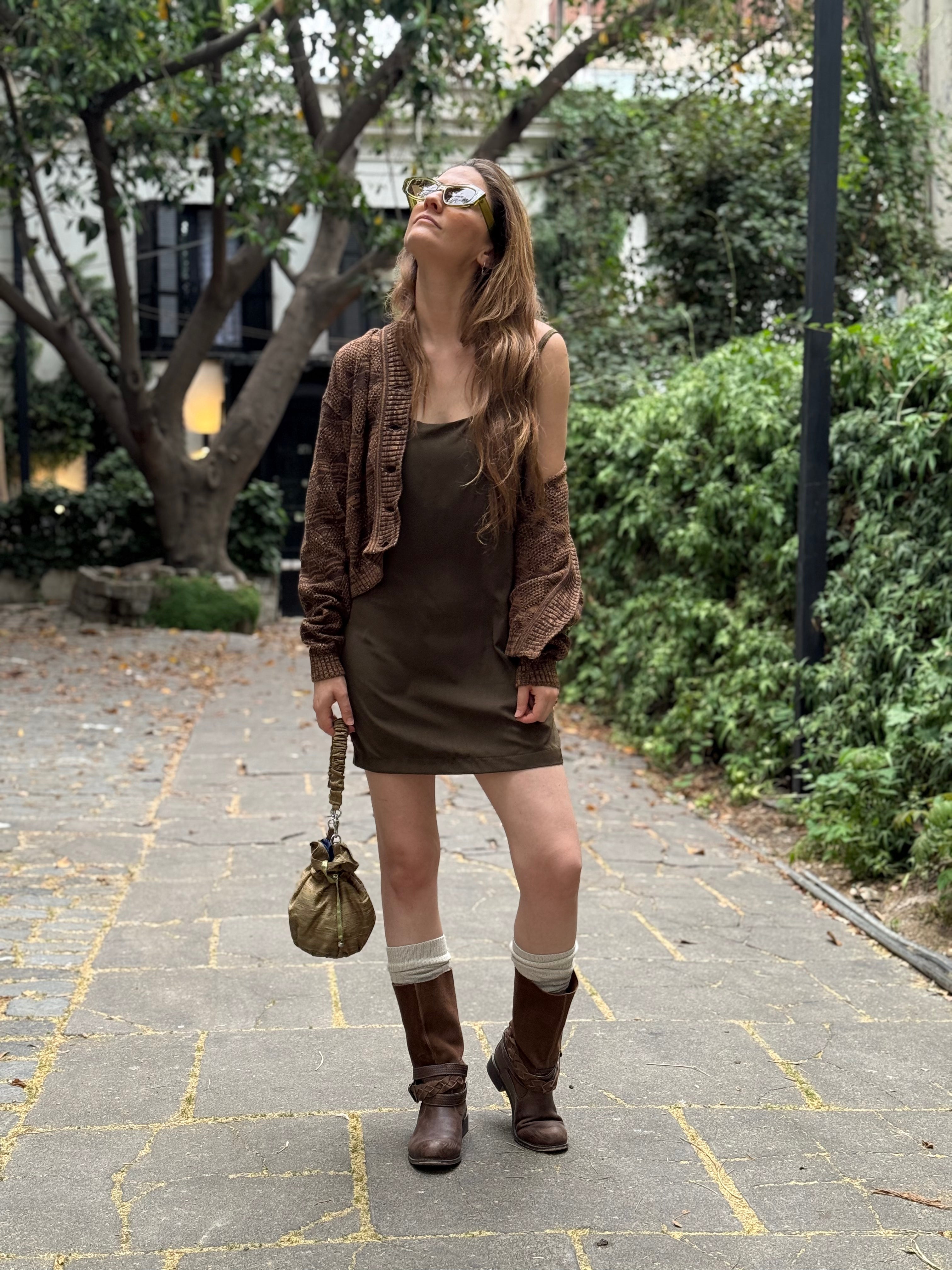 Cárdigan Alpaca Coffee Silver