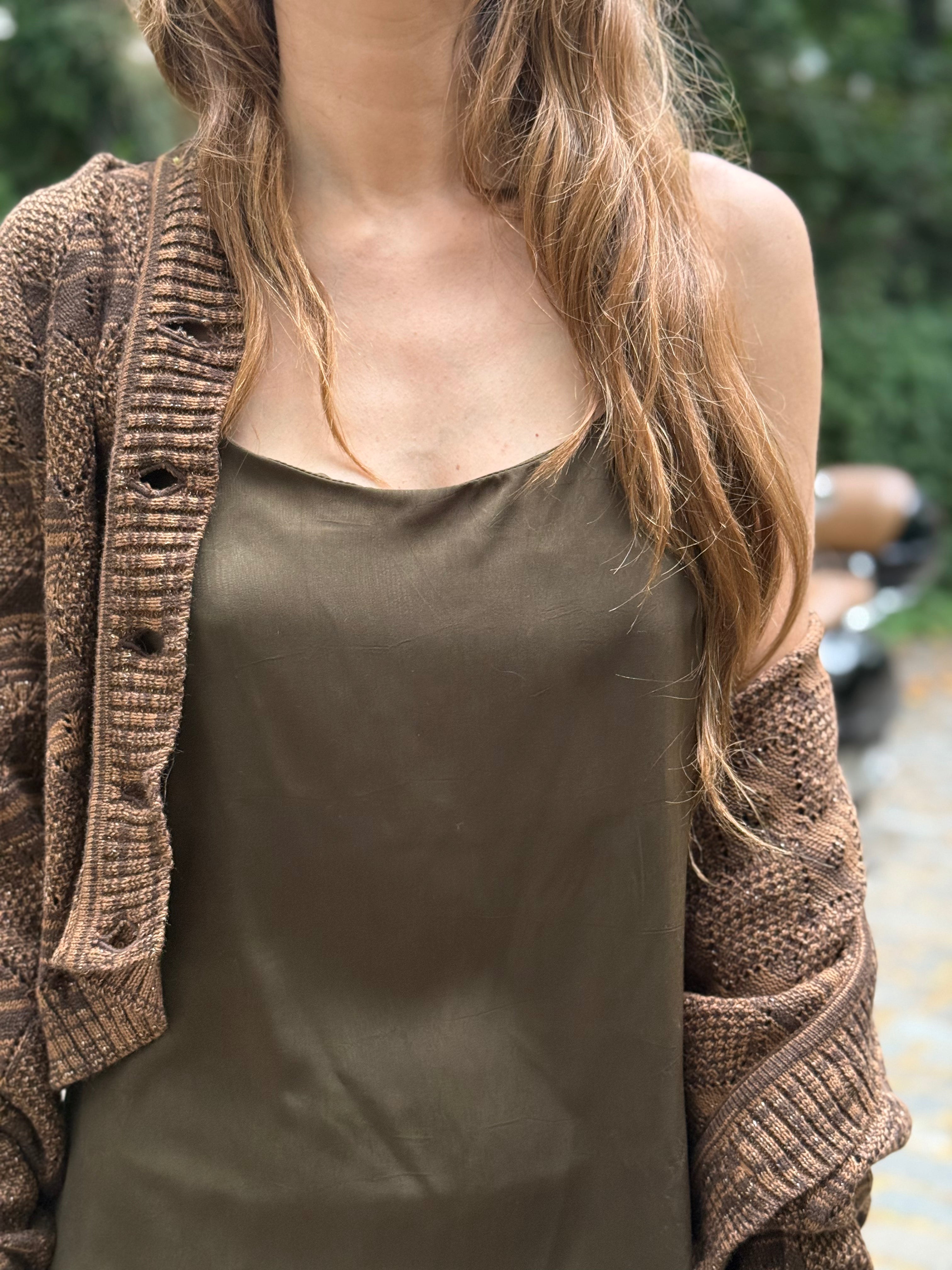 Cárdigan Alpaca Coffee Silver