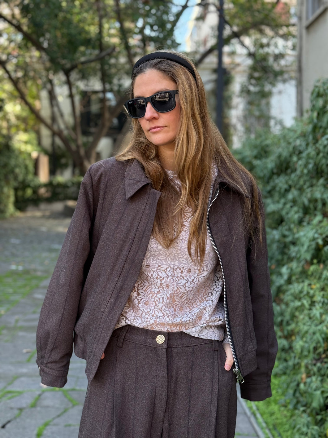 Chaqueta Bomber Lanilla Café Siena