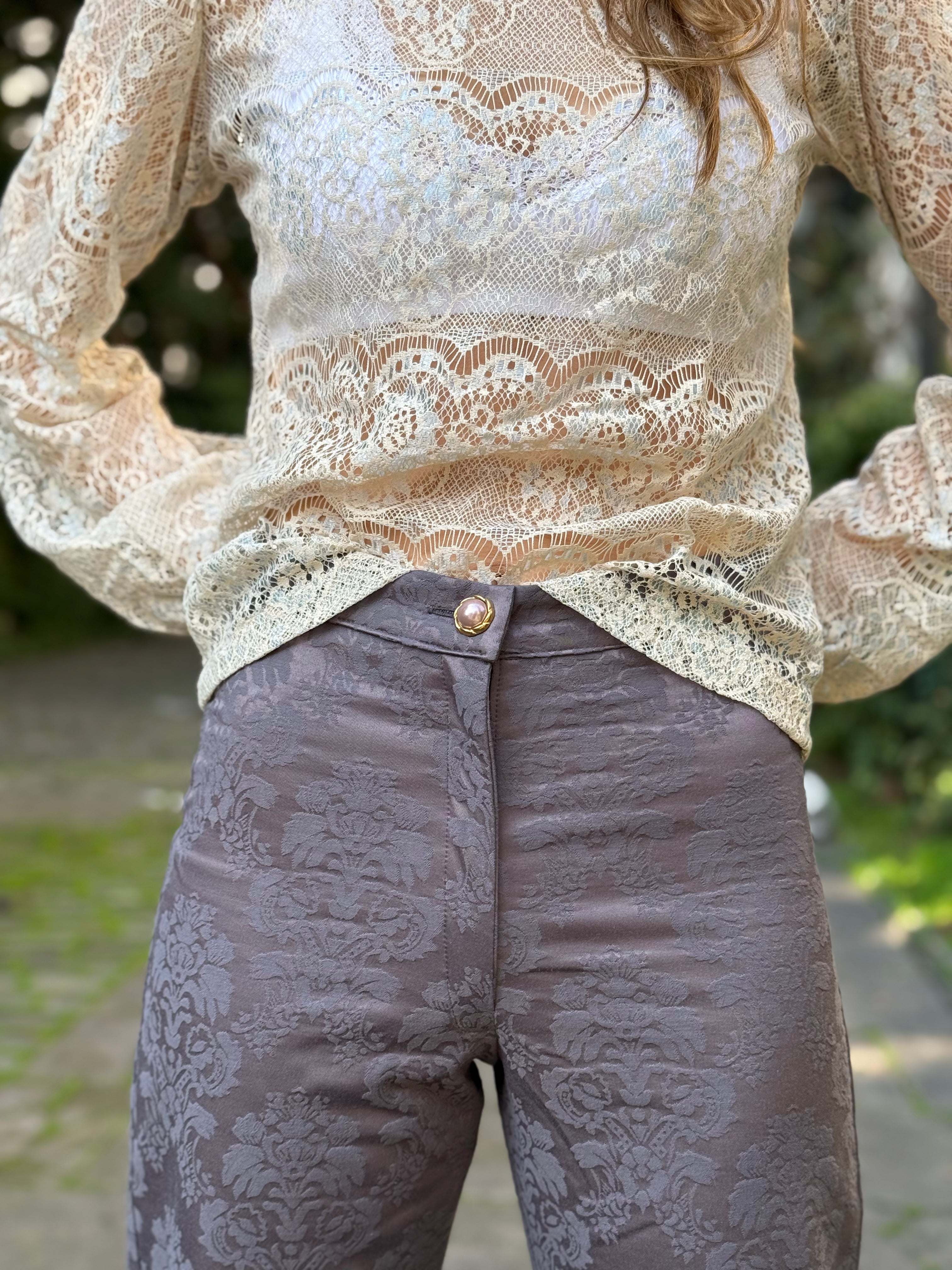 Pantalón Brocado Lilac Fog