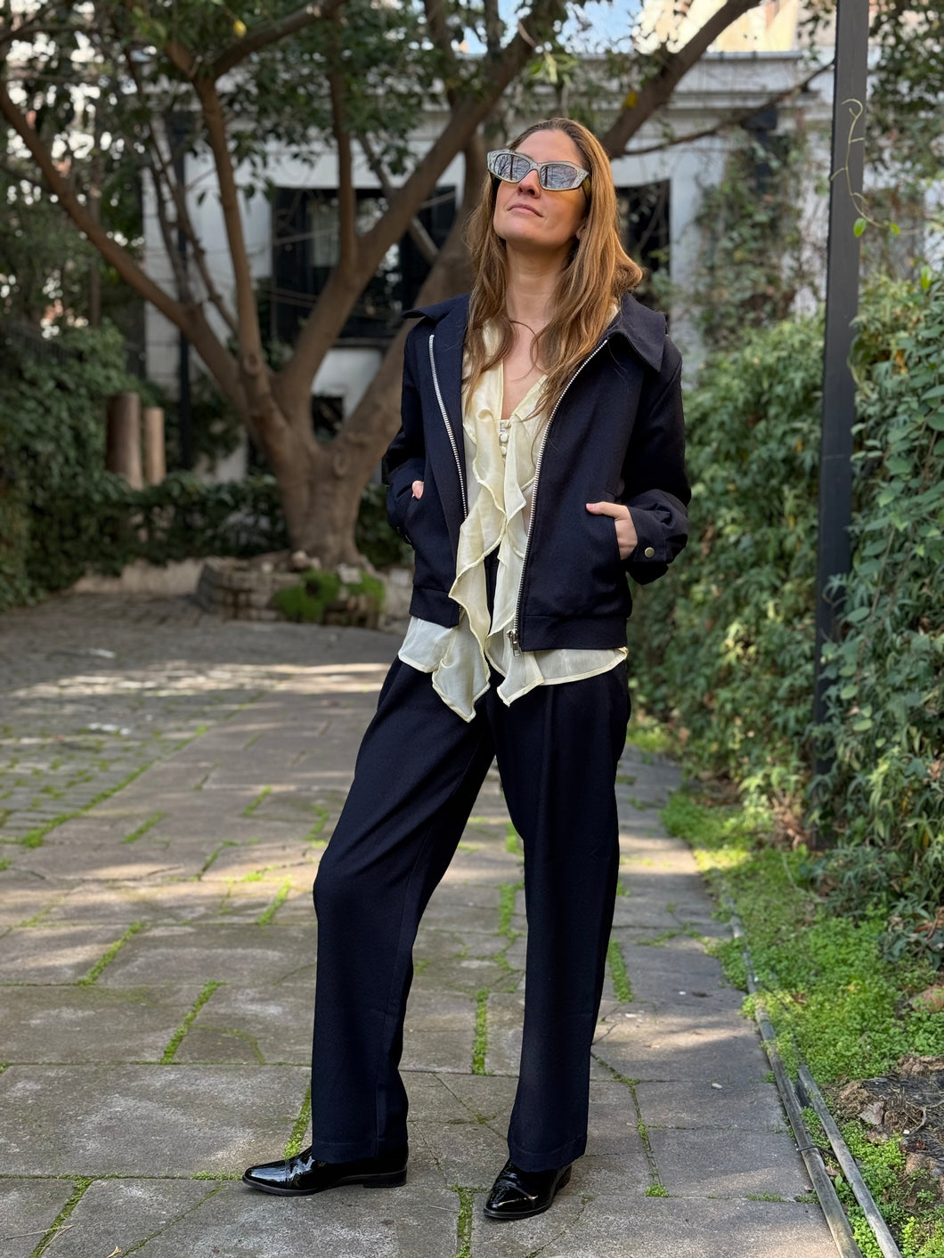Chaqueta Bomber Lanilla Navy Clásico