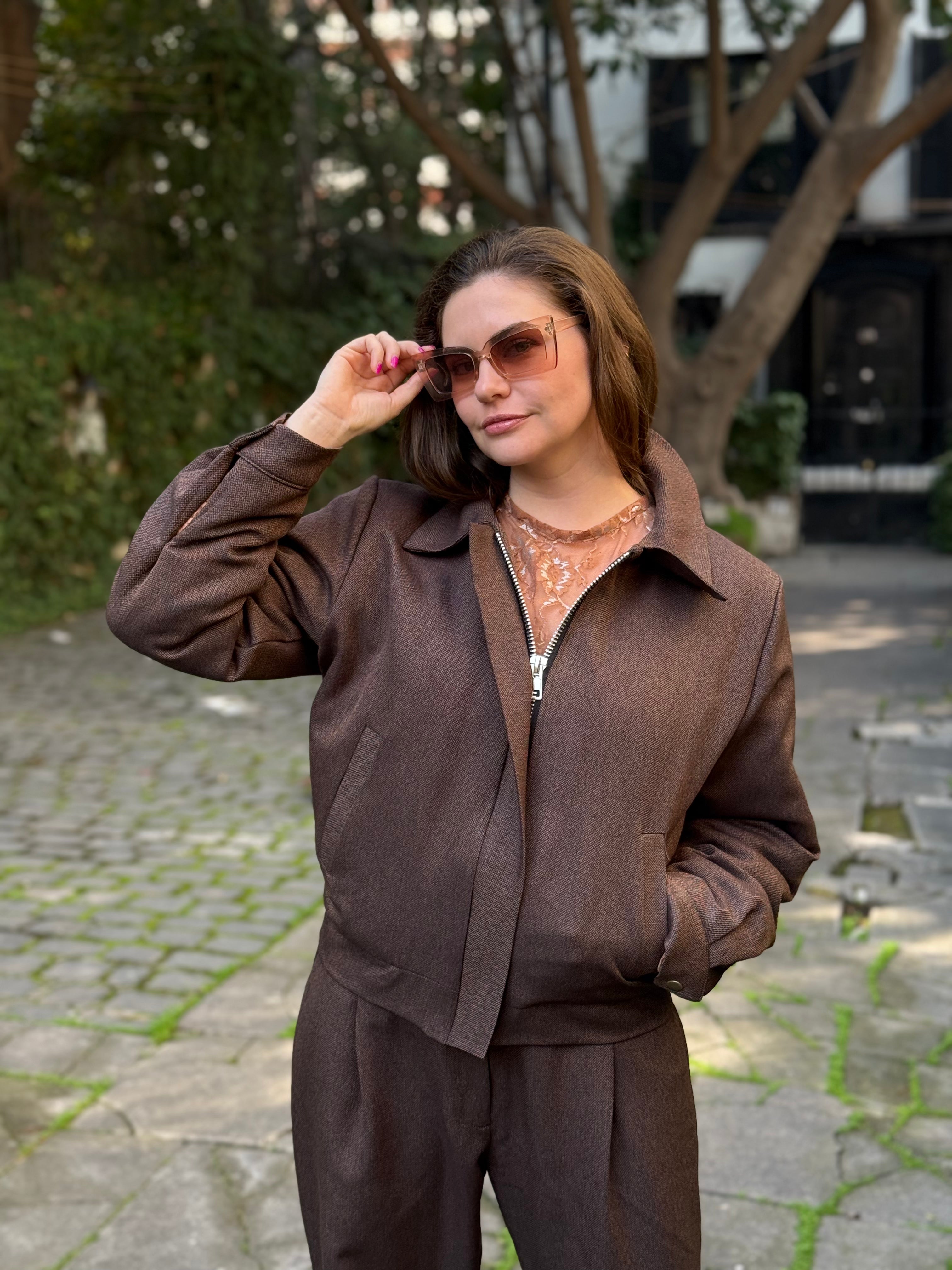 Chaqueta Bomber Marrón Moka