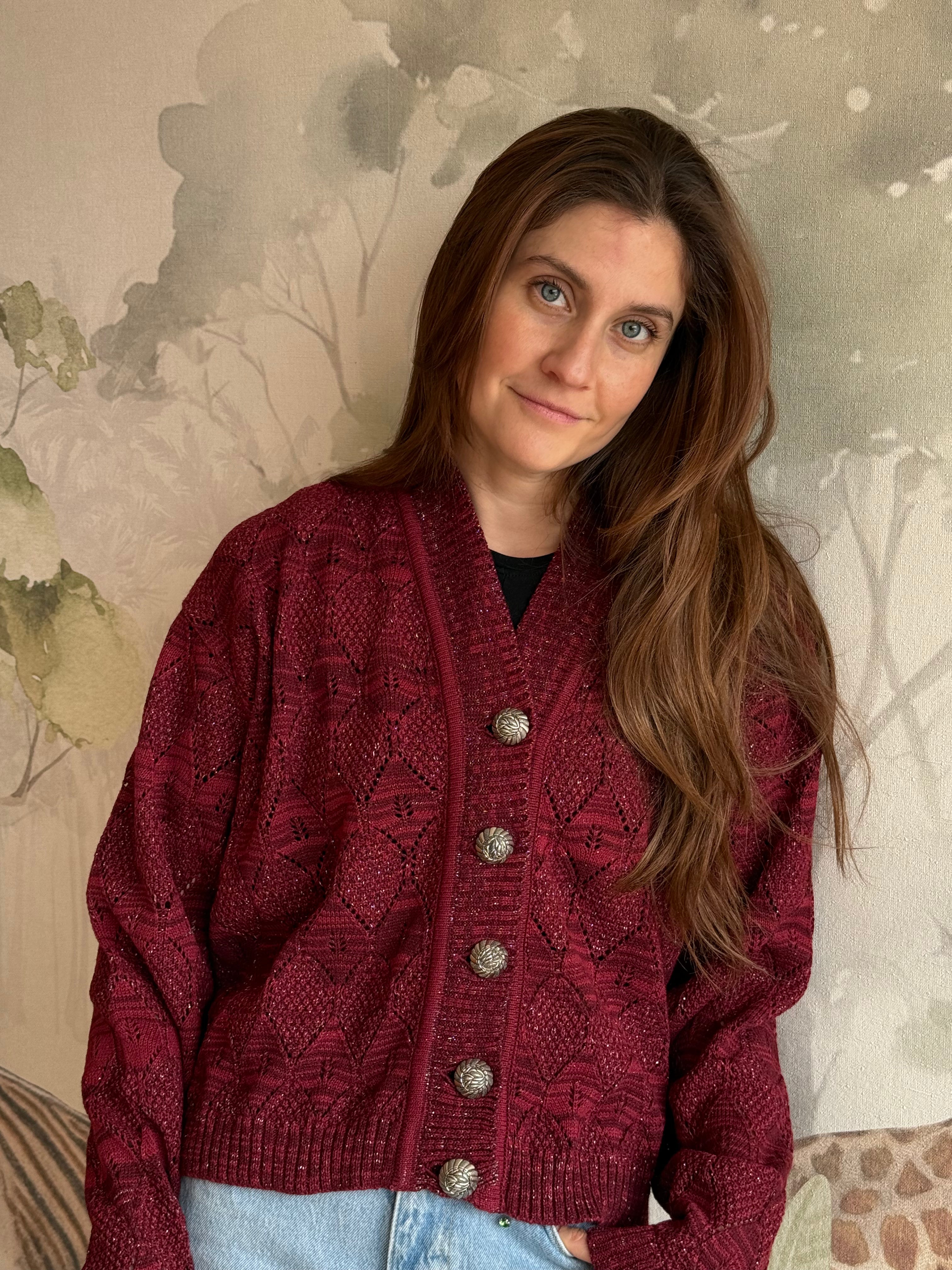 Cárdigan Alpaca Cherry Silver