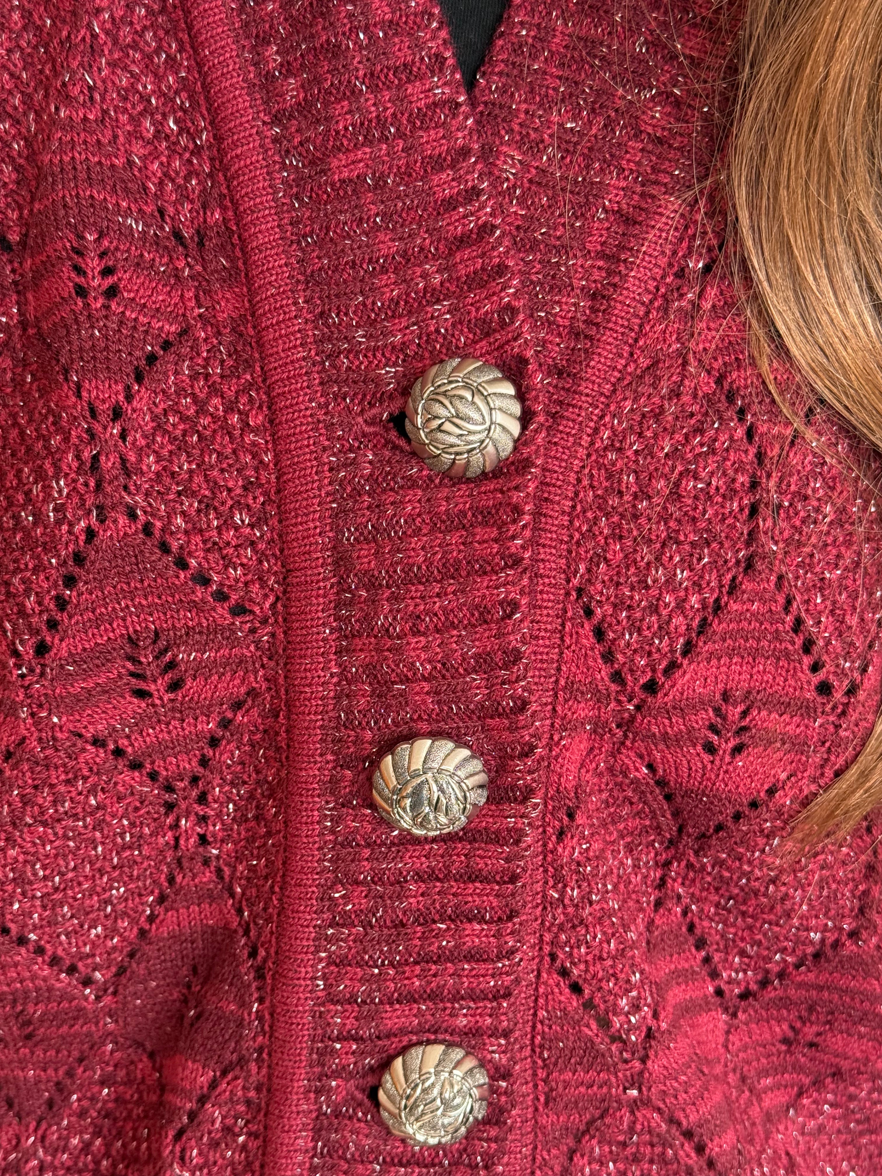 Cárdigan Alpaca Cherry Silver