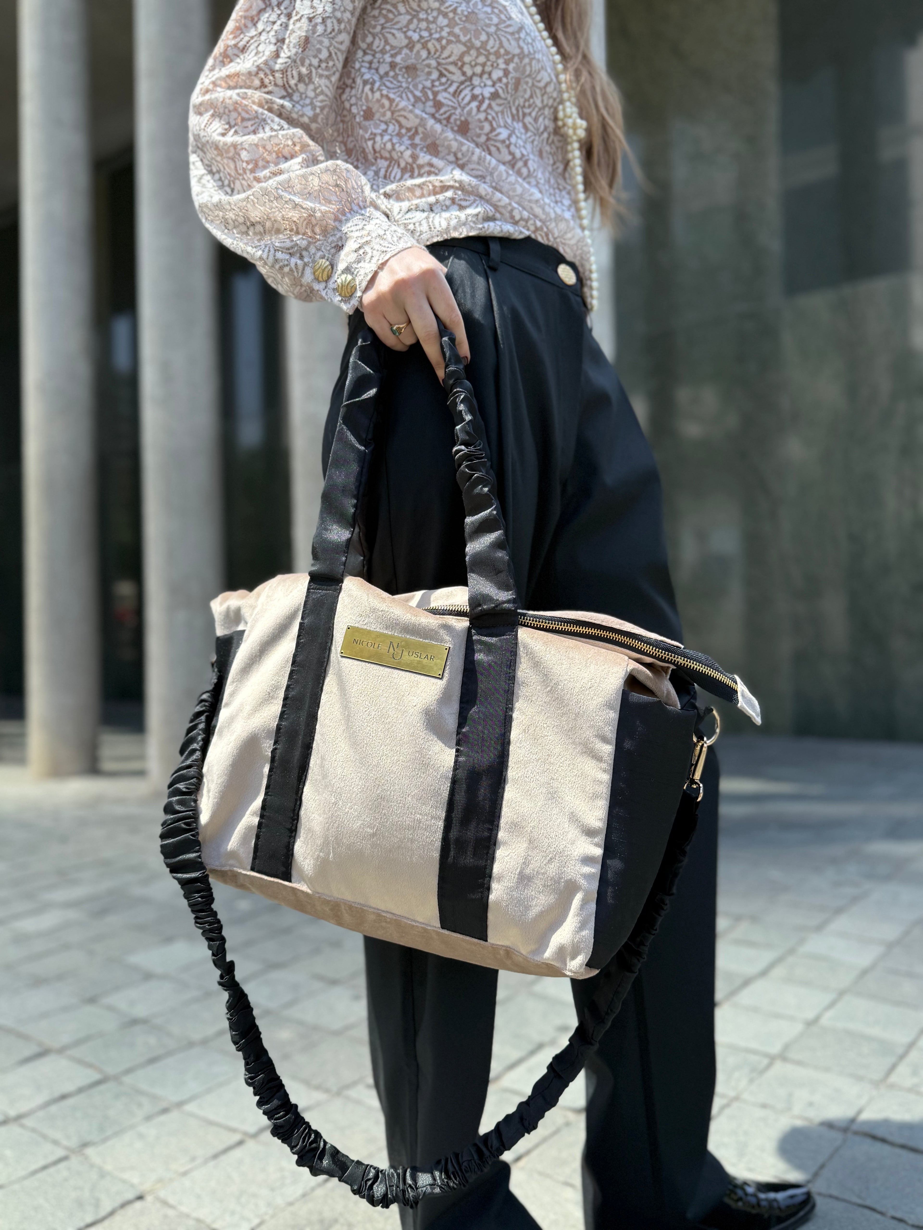 Bolso Alice Beige/Negro - L